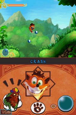 In-game screen of the game Crash - Mind Over Mutant on Nintendo DS