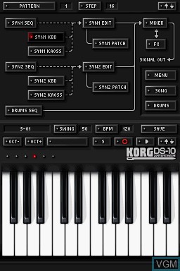In-game screen of the game KORG DS-10 Synthesizer on Nintendo DS