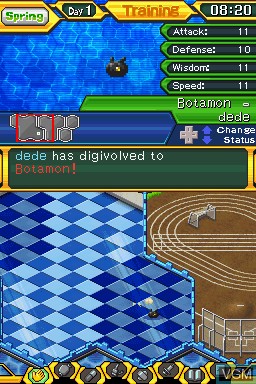 In-game screen of the game Digimon World Championship on Nintendo DS