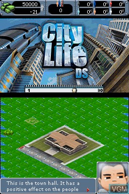 In-game screen of the game City Life DS on Nintendo DS