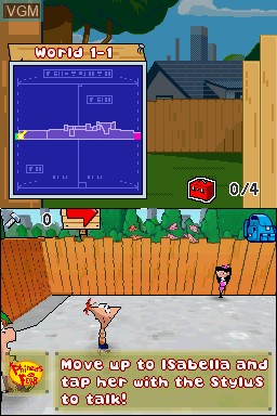 In-game screen of the game Phineas and Ferb on Nintendo DS
