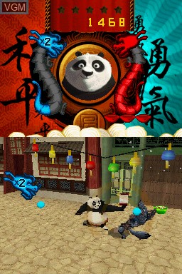 In-game screen of the game Kung Fu Panda - Guerreros Legendarios on Nintendo DS
