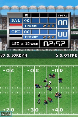 In-game screen of the game Tecmo Bowl - Kickoff on Nintendo DS