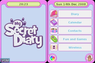 In-game screen of the game My Secret Diary on Nintendo DS
