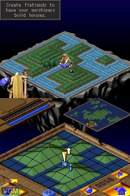 In-game screen of the game Populous DS on Nintendo DS
