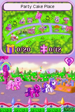 In-game screen of the game My Little Pony - Pinkie Pie's Party on Nintendo DS
