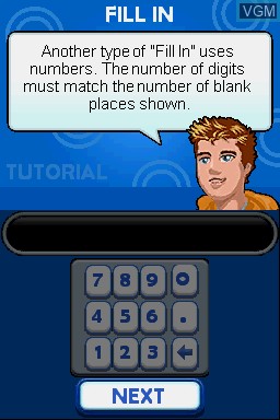 In-game screen of the game Brain Quest Grades 5 & 6 on Nintendo DS