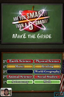 In-game screen of the game Are You Smarter Than a 5th Grader - Make the Grade on Nintendo DS