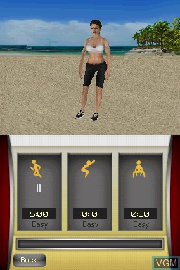 In-game screen of the game Jillian Michaels Fitness Ultimatum 2010 on Nintendo DS