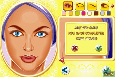 In-game screen of the game Supermodel Makeover by Lauren Luke on Nintendo DS