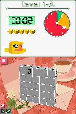 In-game screen of the game Picross 3D on Nintendo DS