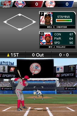 In-game screen of the game Major League Baseball 2K10 on Nintendo DS