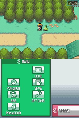 In-game screen of the game Pokemon HeartGold Version on Nintendo DS