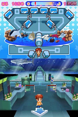 In-game screen of the game Minna no Suizokukan on Nintendo DS