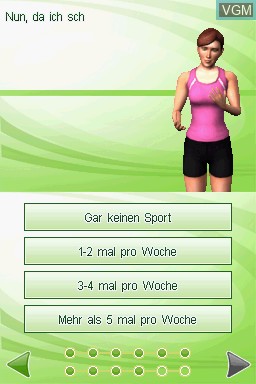 In-game screen of the game Gesundheitscoach, Der - Wohlfuhlen jeden Tag on Nintendo DS