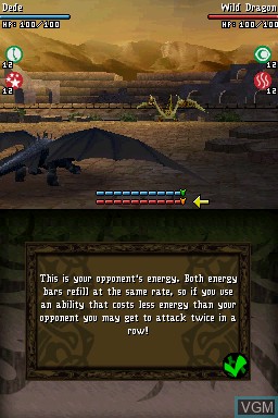 In-game screen of the game How to Train Your Dragon on Nintendo DS