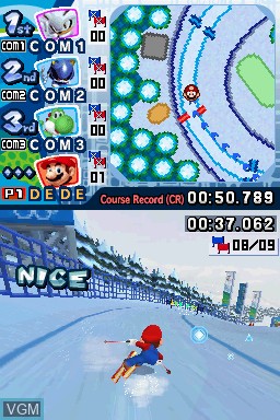 In-game screen of the game Mario & Sonic at the Olympic Winter Games on Nintendo DS