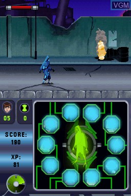 In-game screen of the game Ben 10 Alien Force - Vilgax Attacks on Nintendo DS