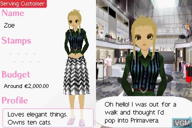 In-game screen of the game Nintendo presents - Style Boutique on Nintendo DS