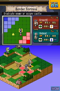 In-game screen of the game Hero's Saga Laevatein Tactics on Nintendo DS