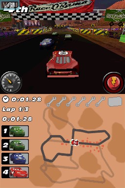 In-game screen of the game Cars Race-O-Rama on Nintendo DS