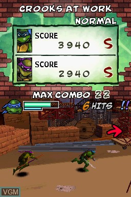 In-game screen of the game Teenage Mutant Ninja Turtles - Arcade Attack on Nintendo DS