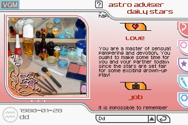 In-game screen of the game Astrology DS - The Stars In Your Hands on Nintendo DS