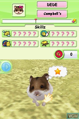 In-game screen of the game Petz - Hamsterz Superstarz on Nintendo DS