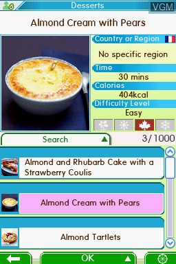 In-game screen of the game 1000 Cooking Recipes from Elle a Table on Nintendo DS