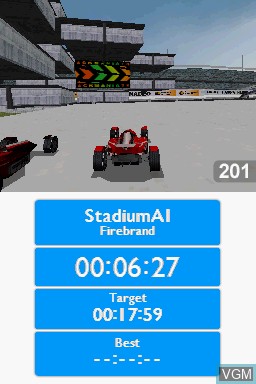 In-game screen of the game TrackMania Turbo on Nintendo DS