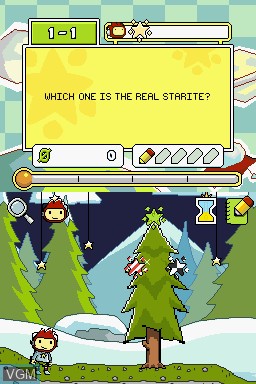 In-game screen of the game Super Scribblenauts on Nintendo DS