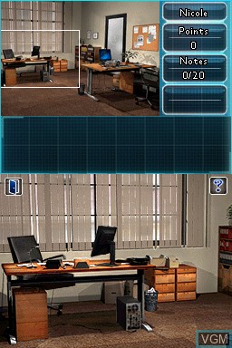 In-game screen of the game Crime Lab - Body of Evidence on Nintendo DS