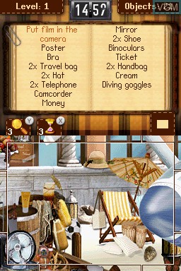 In-game screen of the game Hidden Objects - Mystery Stories on Nintendo DS