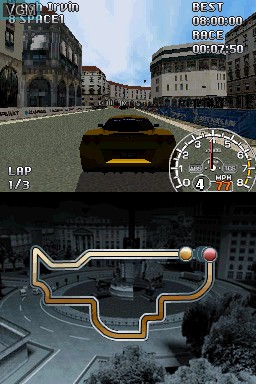 In-game screen of the game Corvette Evolution GT on Nintendo DS