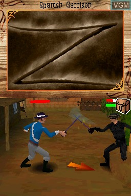 In-game screen of the game Zorro - Quest for Justice on Nintendo DS