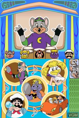 In-game screen of the game Chuck E. Cheese's Game Room on Nintendo DS