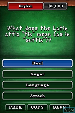 In-game screen of the game Are You Smarter Than a 5th Grader? Back to School on Nintendo DS