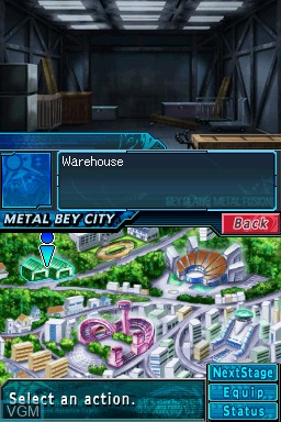 In-game screen of the game Beyblade - Metal Fusion on Nintendo DS