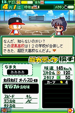 In-game screen of the game Power Pro Kun Pocket 13 on Nintendo DS