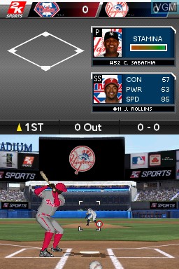 In-game screen of the game Major League Baseball 2K11 on Nintendo DS