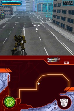 In-game screen of the game Transformers - Dark of the Moon - Autobots on Nintendo DS