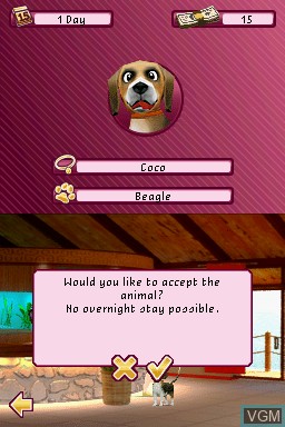 In-game screen of the game Paws & Claws - Pampered Pets 2 on Nintendo DS