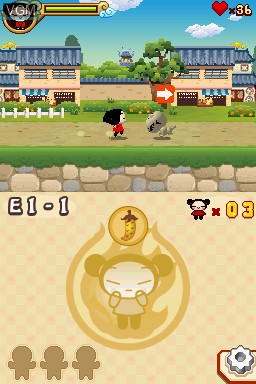 In-game screen of the game Pucca Power Up on Nintendo DS