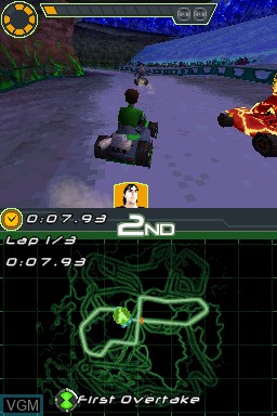 In-game screen of the game Ben 10 - Galactic Racing on Nintendo DS