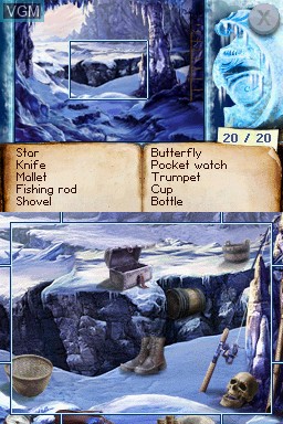 In-game screen of the game Mystery Stories - Mountains of Madness on Nintendo DS