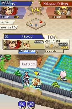 In-game screen of the game Pokemon Conquest on Nintendo DS