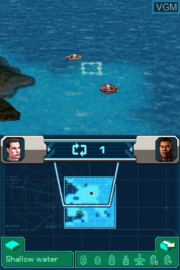 In-game screen of the game Battleship on Nintendo DS