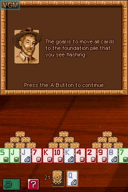 In-game screen of the game Jewel Quest - Solitaire Trio on Nintendo DS