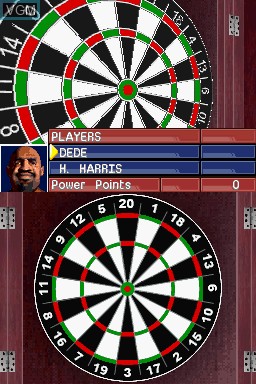 In-game screen of the game Phil Taylor's Power Play Darts on Nintendo DS