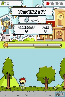 In-game screen of the game Scribblenauts Collection on Nintendo DS